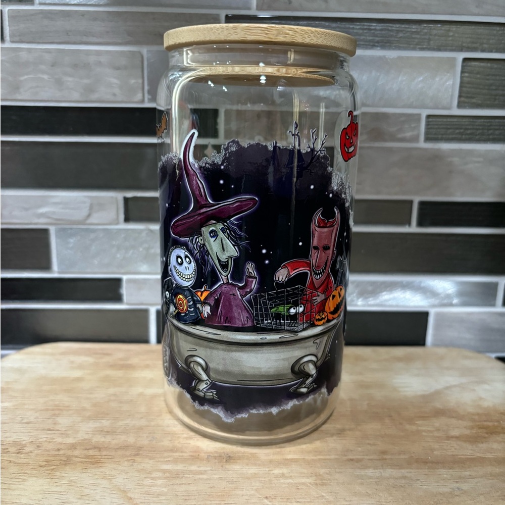 Nightmare before Christmas 16oz can glass tumbler